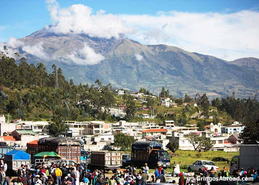 Otavalo market area and mountains