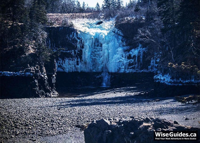 View of Baxters Harbour Waterfall from parking area