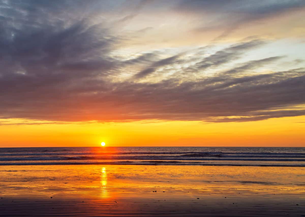 Montanita Beach sunset in Ecuador