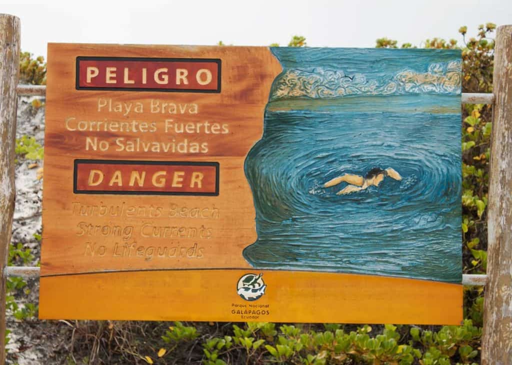 Playa Brava sign at Tortuga Bay Galapagos