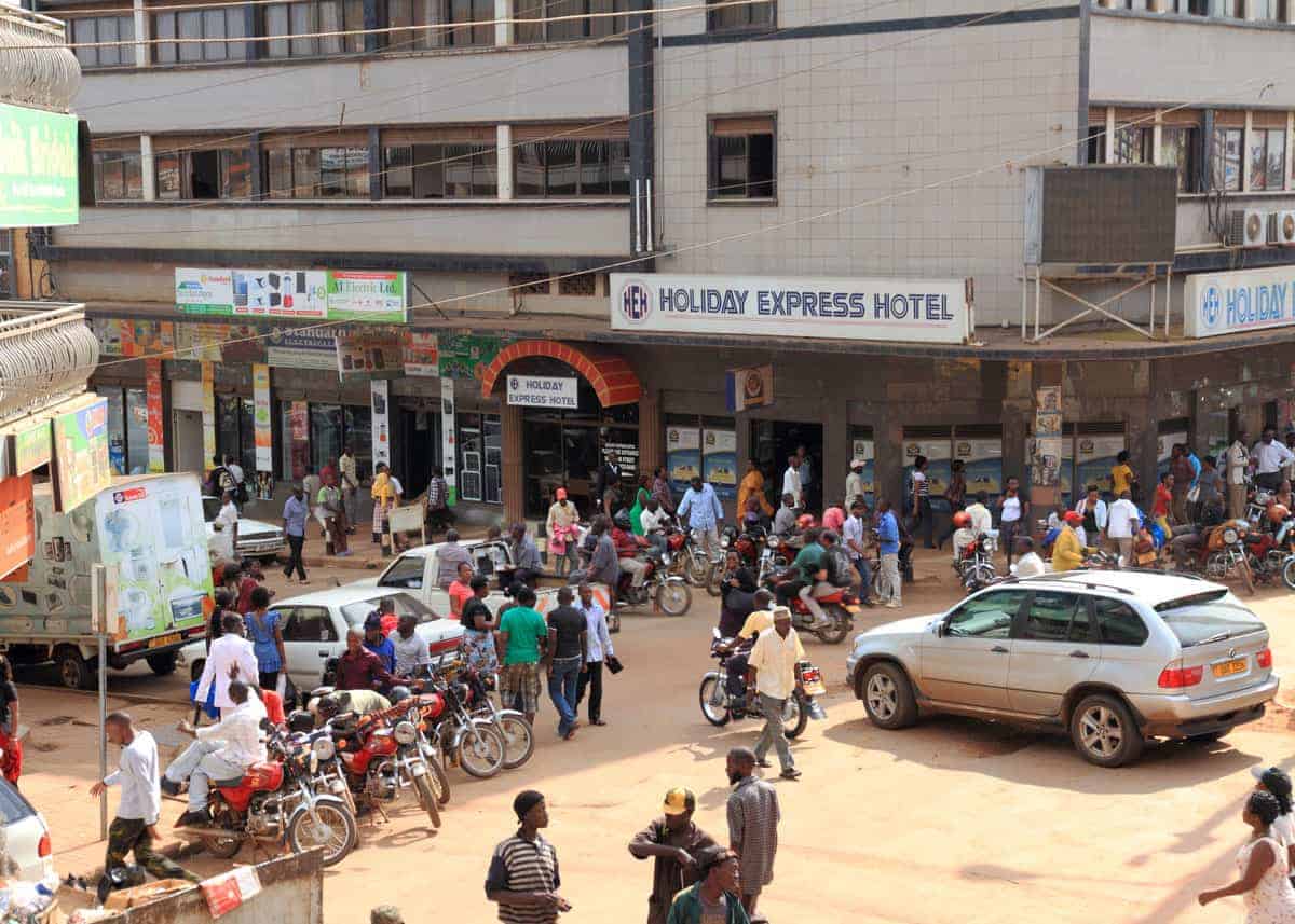 Busy street in Kampala Uganda