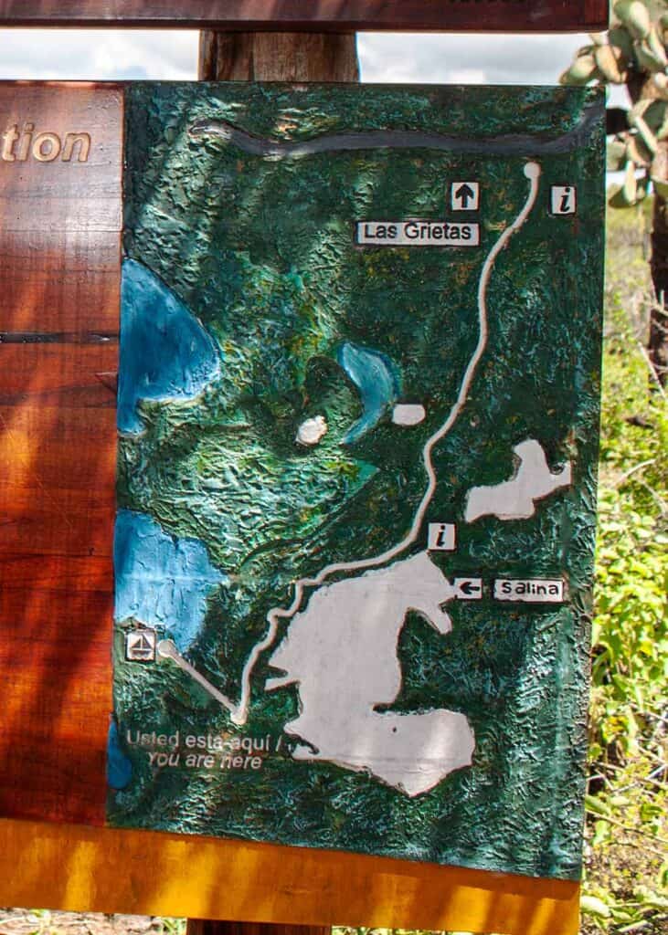 hiking to las grietas map galapagos